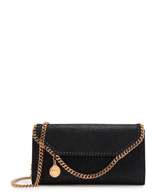 Stella McCartney Black Falabella Grained Faux Suede Wallet-On-Chain