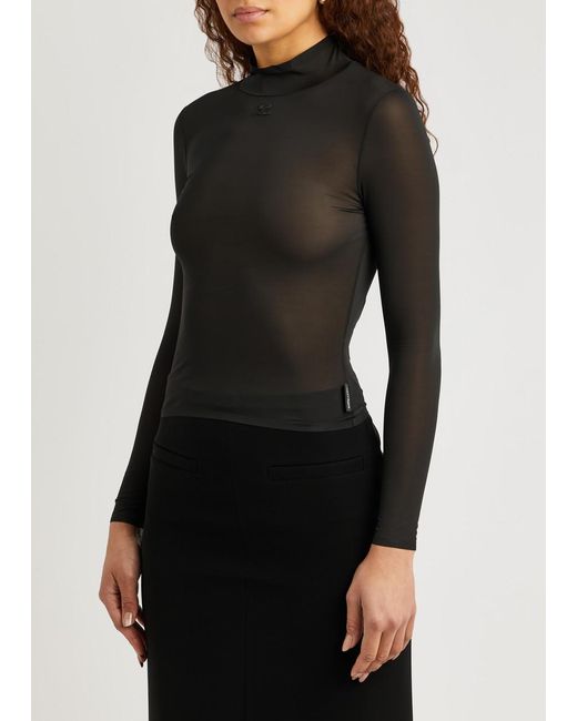 Courreges Black Sheer Stretch-jersey Top