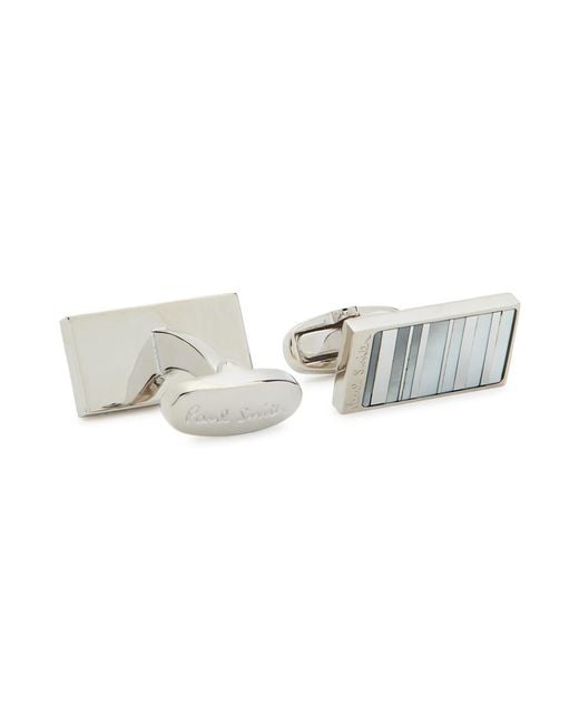 Paul Smith Metallic Signature Stripe Mother Of Pearl Cufflinks for men