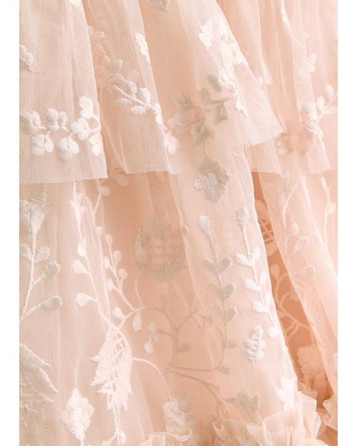 Needle & Thread Pink Primrose Embroidered Tulle Gown