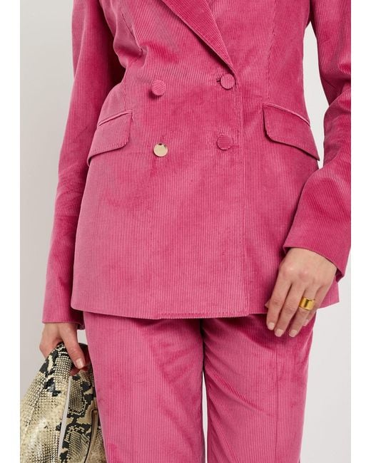 Gabriela Hearst Pink Angela Double-Breasted Corduroy Blazer
