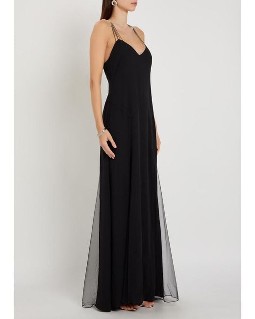 Anna October Black Ariadne Embellished Stretch-Crepe Maxi Dress