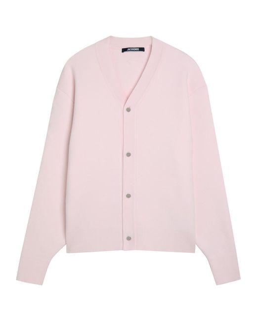 Jacquemus Pink Le Cardigan Doppio Merino Wool-Blend Cardigan for men