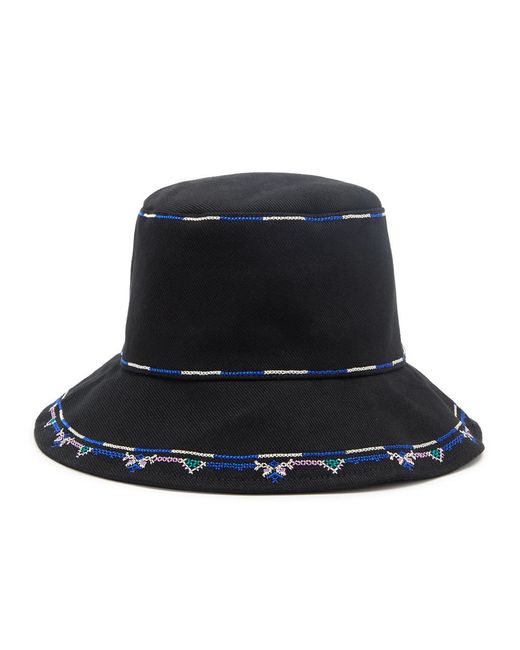 Isabel Marant Black Halena Embroidered Cotton Bucket Hat