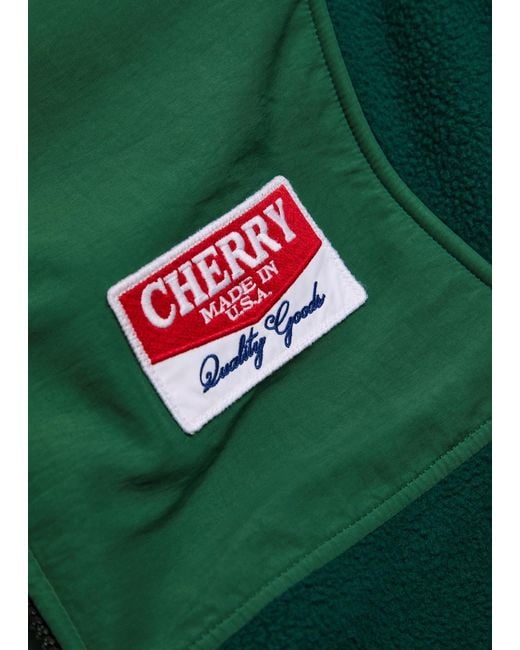 CHERRY LA Green Racing Appliquéd Panelled Fleece Jacket for men