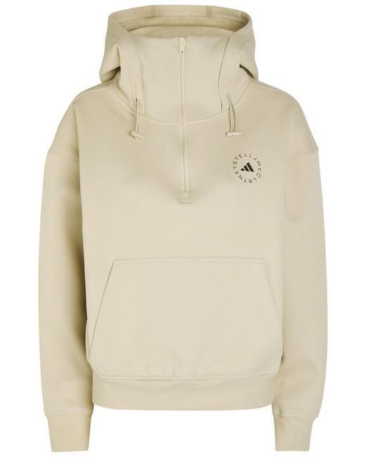 Stella McCartney Natural Adidas X Hooded Half-Zip Cotton-Blend Sweatshirt