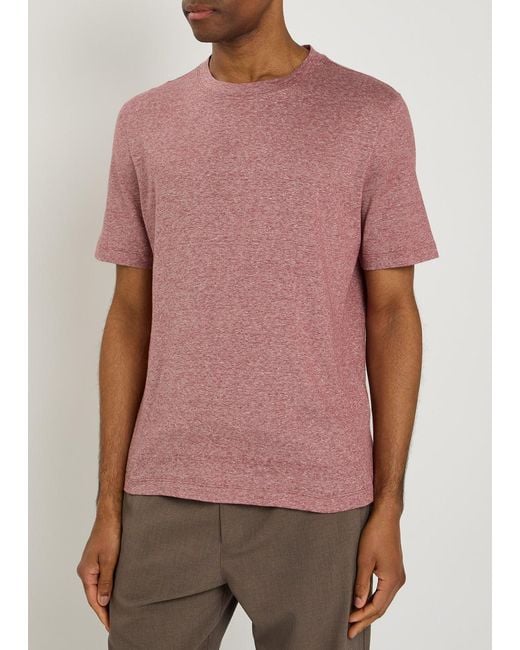 Brunello Cucinelli Pink Linen And Cotton-Blend T-Shirt for men