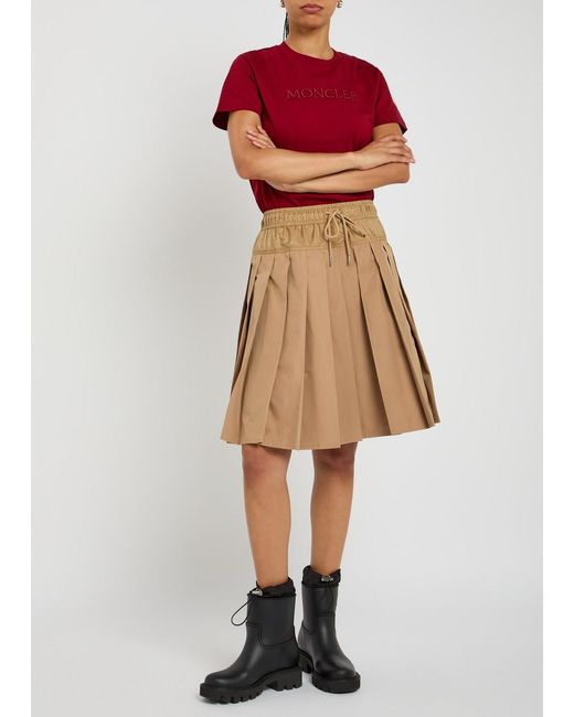 Moncler Natural Pleated Woven Mini Skirt