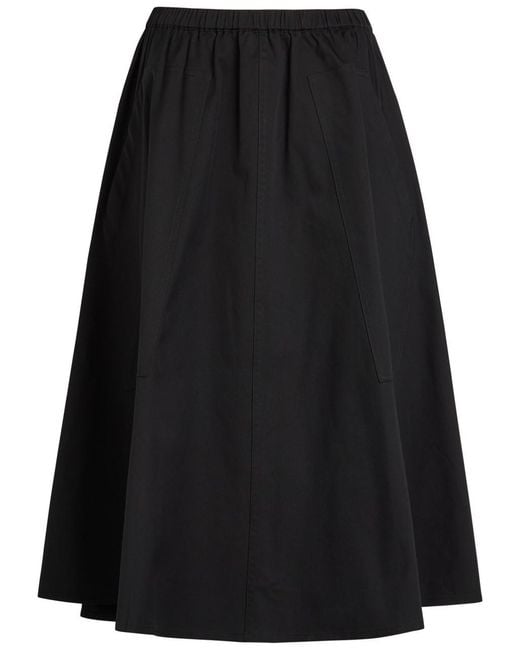 Vince Black Cotton-Poplin Midi Skirt
