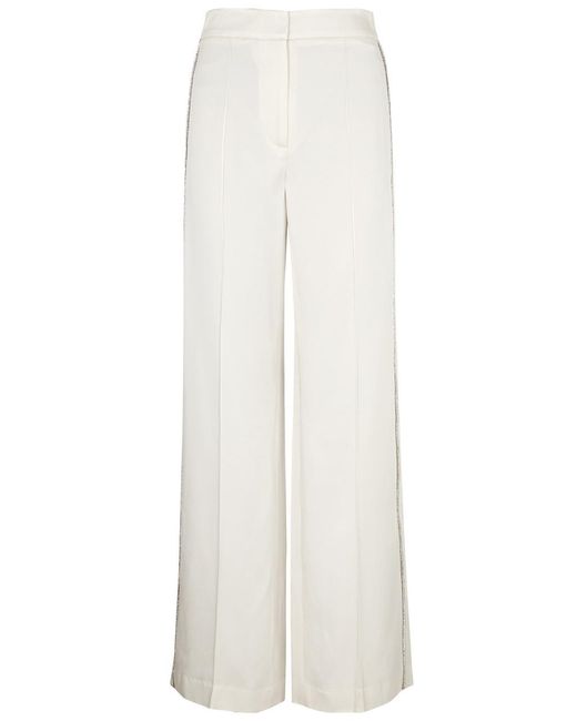 Veronica Beard White Millicent Satin Trousers