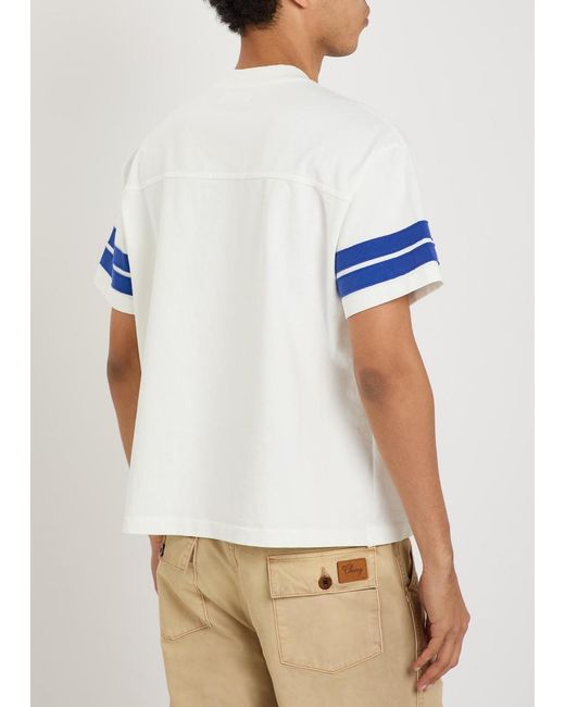CHERRY LA Blue Appliquéd Cotton Football T-Shirt for men