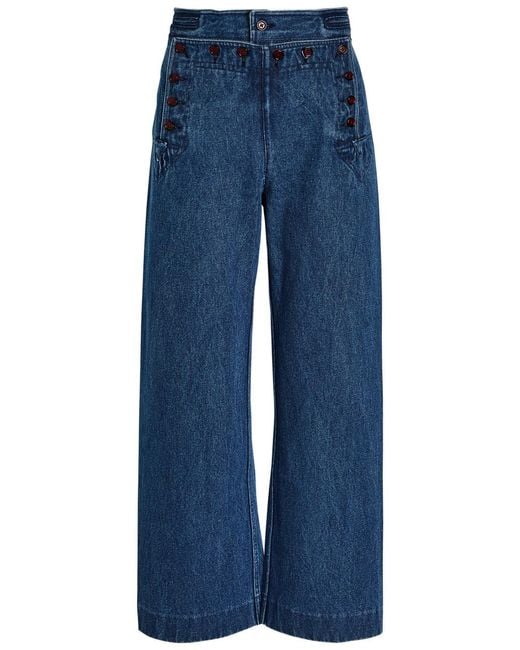 Bode Blue Sailor Wide-Leg Trousers
