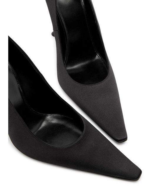 Saint Laurent Black Doville 110 Anklet-Embellished Satin Pumps