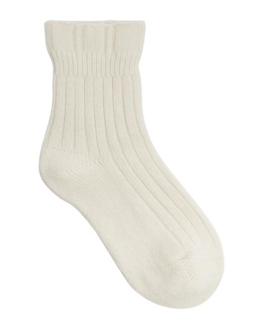 Falke White Bedsock Rib Wool-Blend Socks