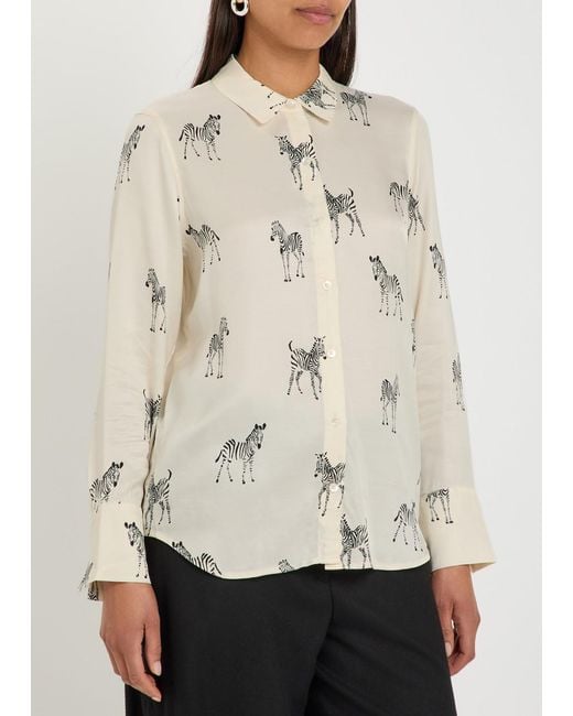 Rails Natural Saige Printed Satin-Twill Shirt