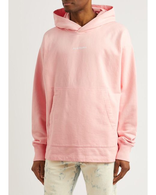 Acne Pink Franklin Hooded Cotton Sweatshirt for men
