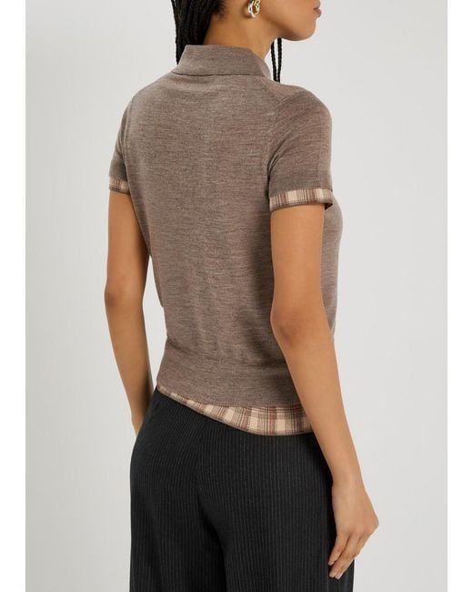 Acne Brown Kalissa Layered Wool Polo Shirt