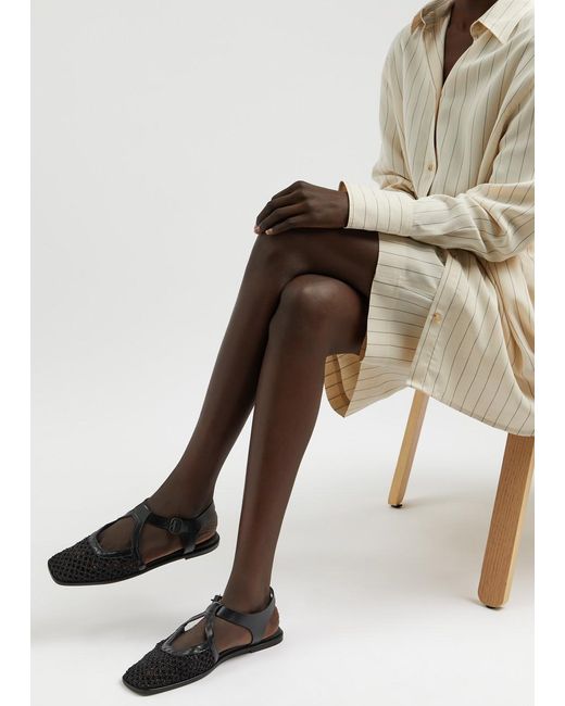 Hereu Black Bardissa Woven Leather Sandals