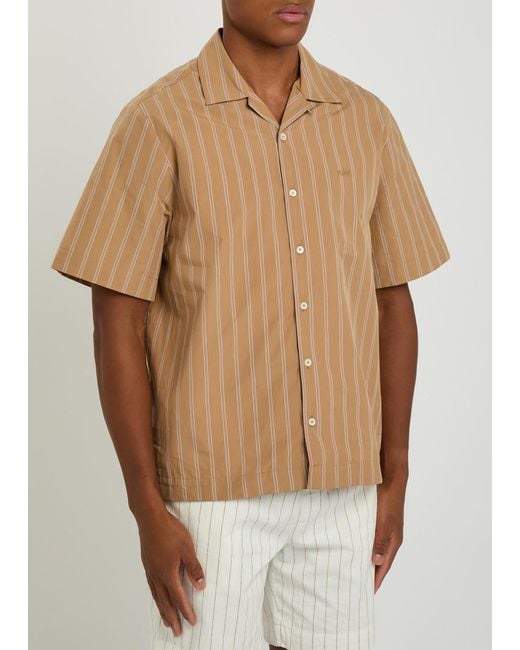 A.P.C. Natural Beckett Logo-Embroidered Striped Cotton-Poplin Shirt for men