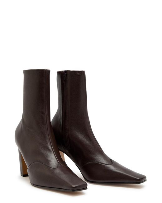 Khaite Brown Nevada 85 Designer Leather Ankle Boots Uk3