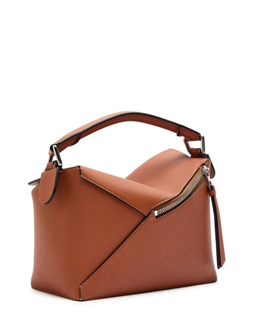 Loewe Brown Puzzle Edge Small Leather Top Handle Bag