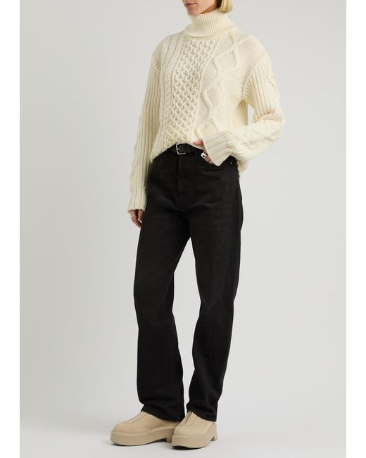 Moncler Natural Dolcevita Cable-Knit Wool Jumper