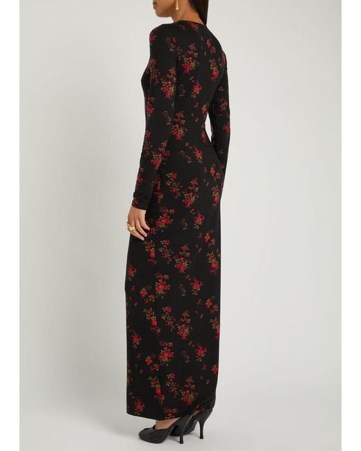 Reformation Black Tommie Floral Stretch-Jersey Maxi Dress