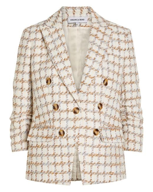 Veronica Beard Natural Ryland Checked Tweed Jacket