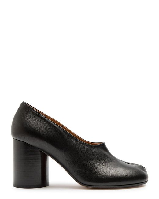 Maison Margiela Black Tabi 80 Grained Leather Pumps