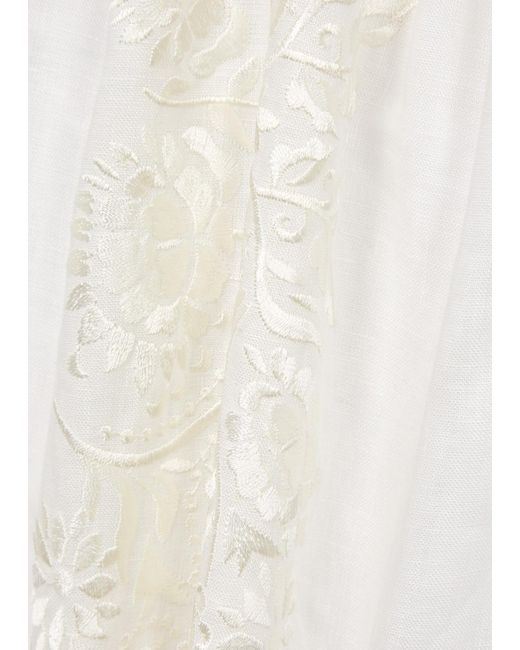 Weekend by Maxmara White Magno Floral-Embroidered Stretch-Cotton T-Shirt