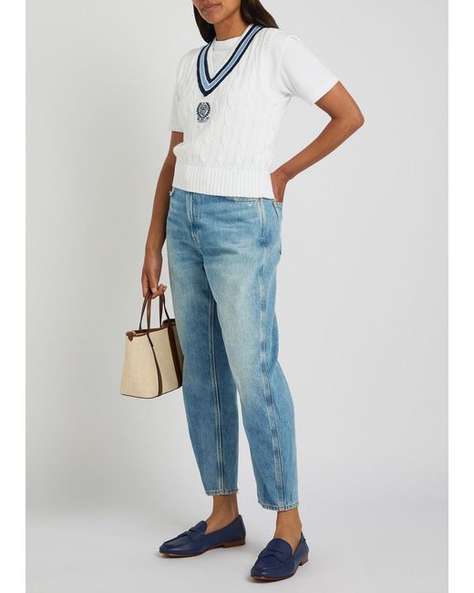 Polo Ralph Lauren Blue Distressed Straight-Leg Ankle Jeans