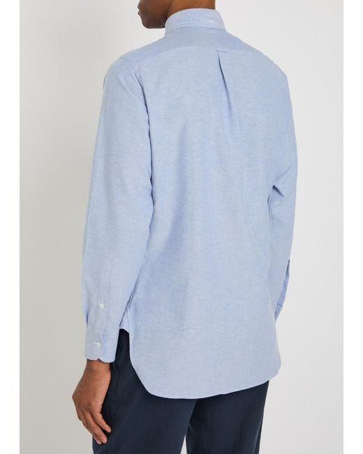Drake's Blue Cotton Oxford Shirt for men