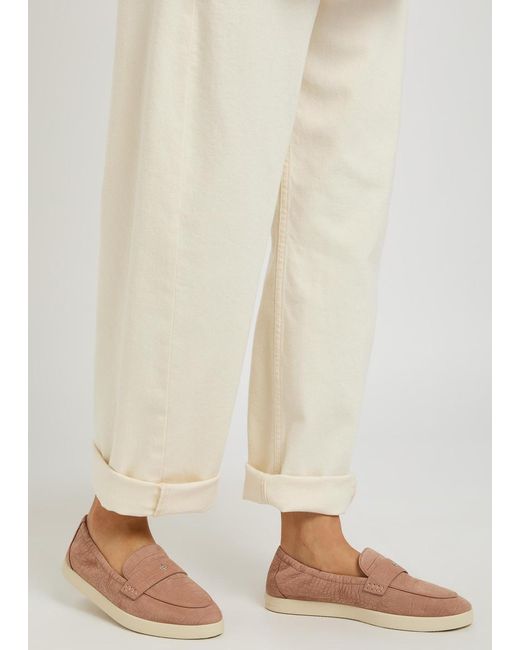 Tory Burch Pink Ballet Sport Embossed Nubuck Loafers
