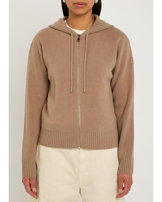 Moncler Brown Hooded Wool And Cashmere-Blend Cardigan