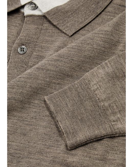 John Smedley Brown Land Wool Polo Shirt for men
