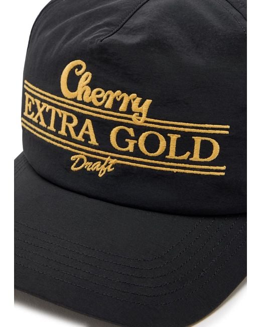CHERRY LA Black Extra 5 Panel Embroidered Nylon Cap for men