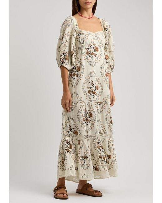 Free People Natural All The Attitude Floral-Print Cotton Maxi Dress