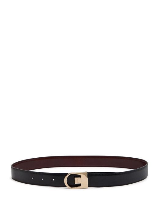 Saint Laurent Black Reversible Logo-Engraved Leather Belt