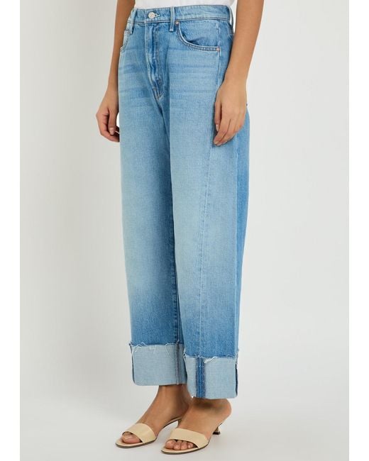 Mother Blue The Half-Pipe Ankle Turn-Up Barrel-Leg Jeans