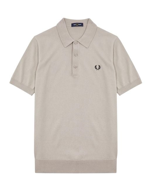 Fred Perry Gray Logo Wool-blend Polo Shirt for men