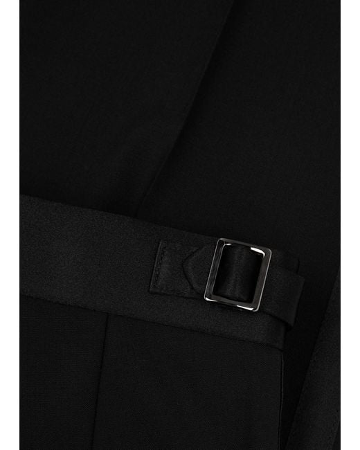 Boss Black Slim-Leg Stretch-Wool Tuxedo Trousers for men