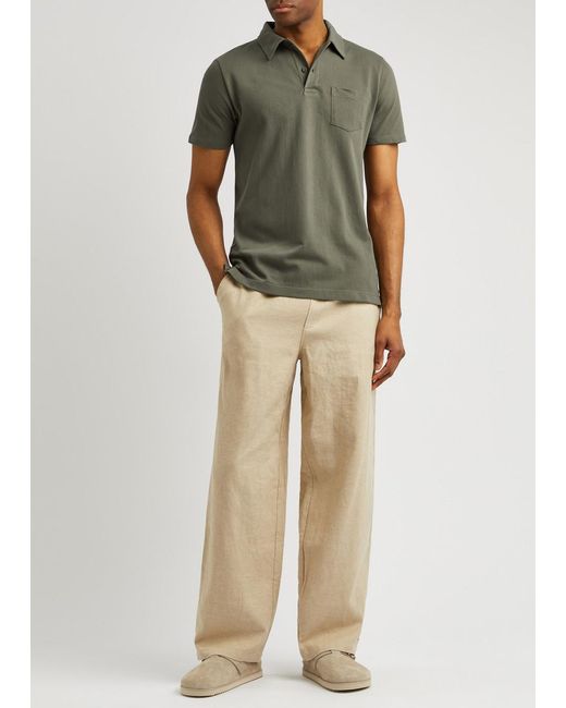 Sunspel Green Riviera Cotton-mesh Polo Shirt for men