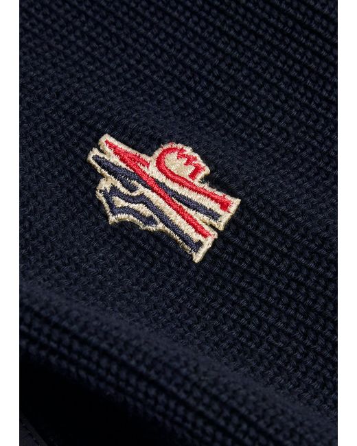 Moncler Blue Panelled Shell And Cotton-Knit Jacket for men