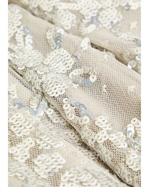 Needle & Thread White Freya Sequin-Embellished Tulle Gown