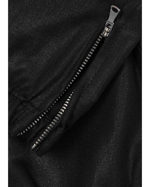 PAIGE Black Mayslie Coated Stretch-Denim Trousers