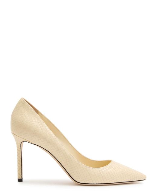 Jimmy Choo Natural Romy 85 Python-Effect Leather Pumps