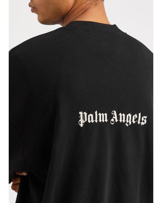 Palm Angels Black Logo-embroidered Cotton Sweatshirt for men