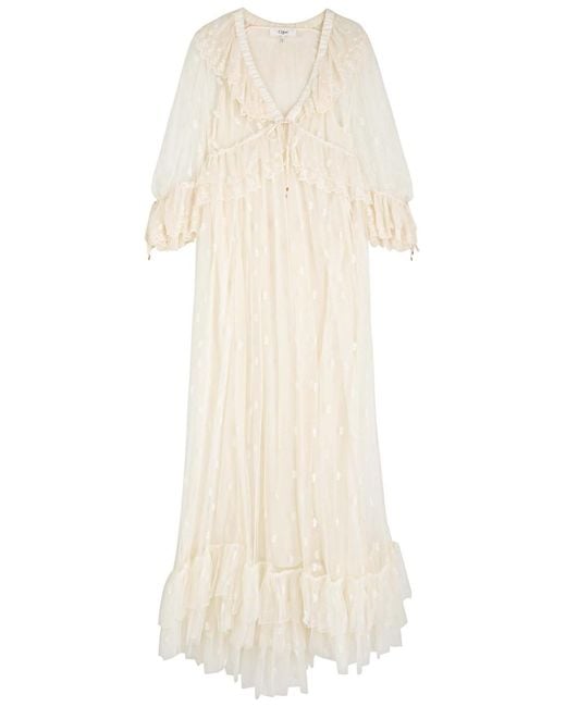 Chloé White Ruffled Tulle Gown