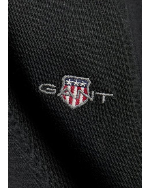 Gant Black Logo-Embroidered Cotton T-Shirt for men