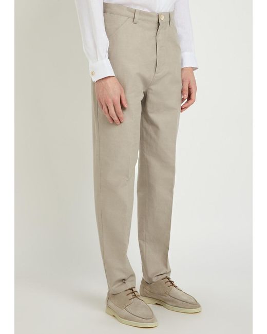 Brunello Cucinelli Natural Cotton And Linen-Blend Trousers for men